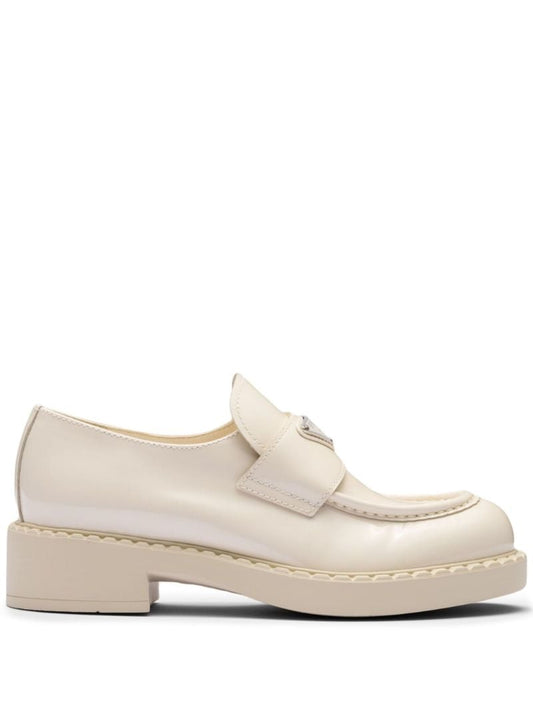 White Logo Leather Chunky Loafers