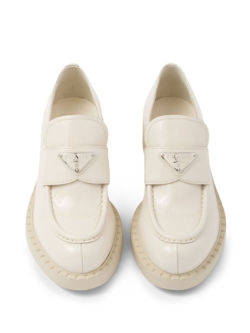 White Logo Leather Chunky Loafers