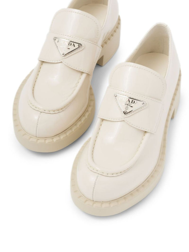 White Logo Leather Chunky Loafers