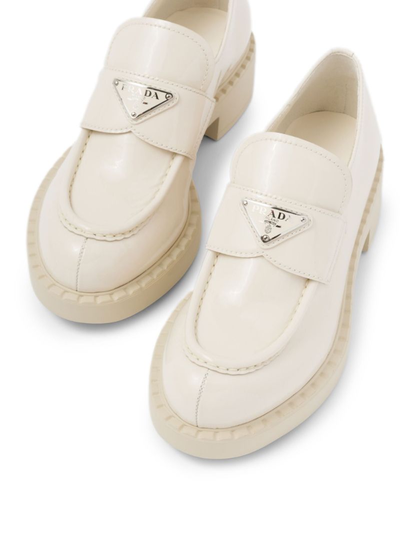 White Logo Leather Chunky Loafers