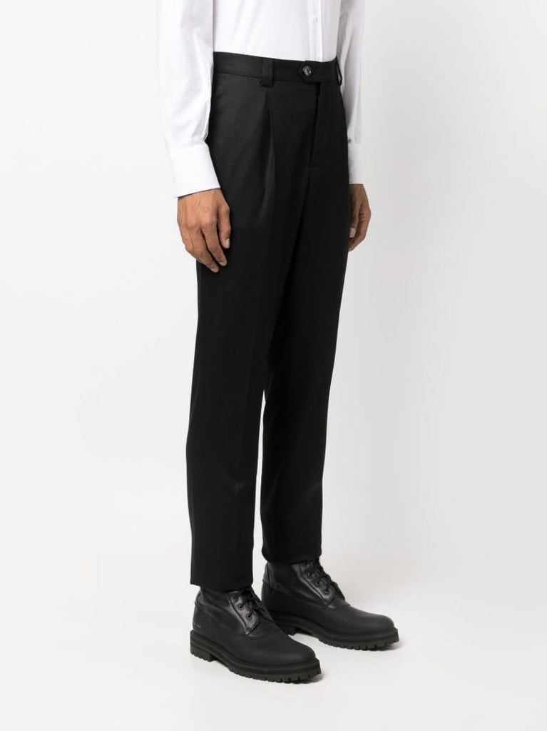 Black Tapered Wool Trousers