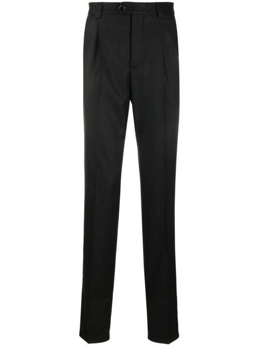 Black Tapered Wool Trousers