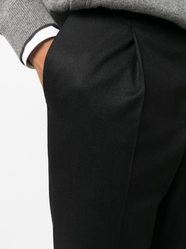 Black Tapered Wool Trousers