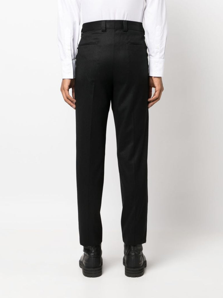Black Tapered Wool Trousers