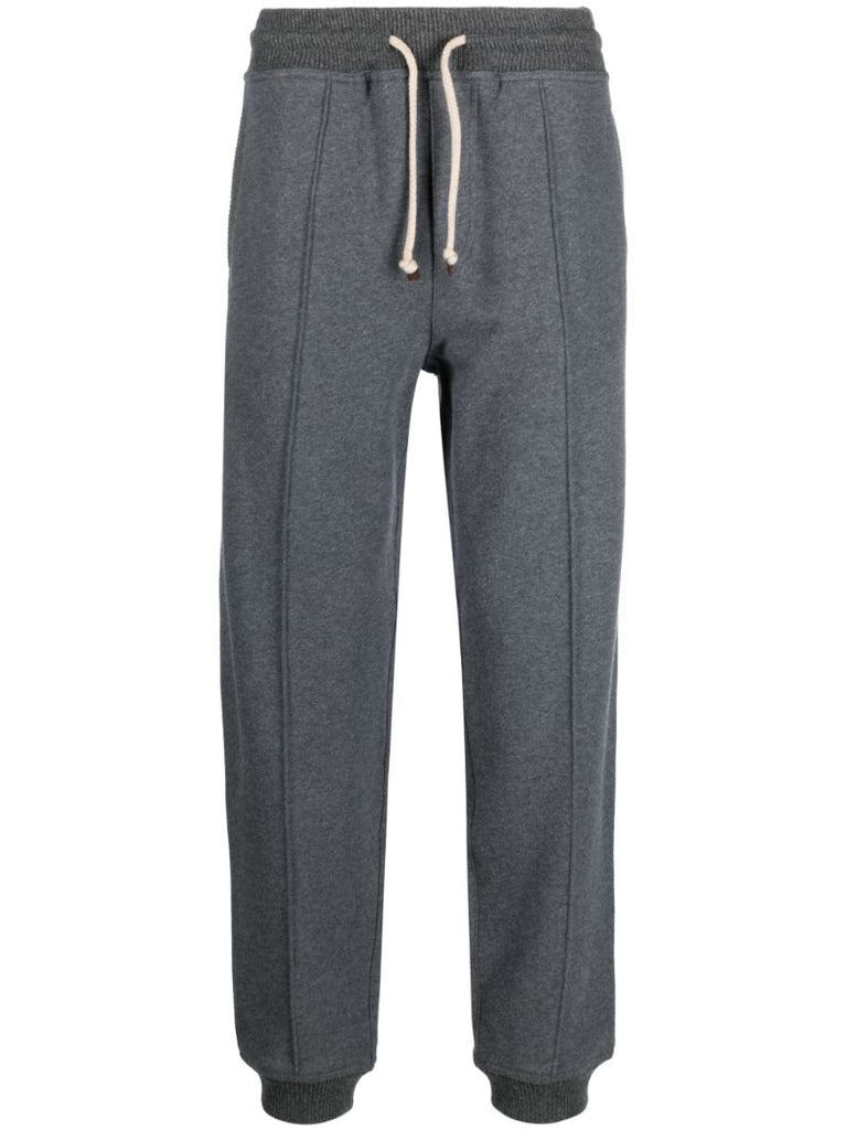Grey Drawstring-waist Track Pants