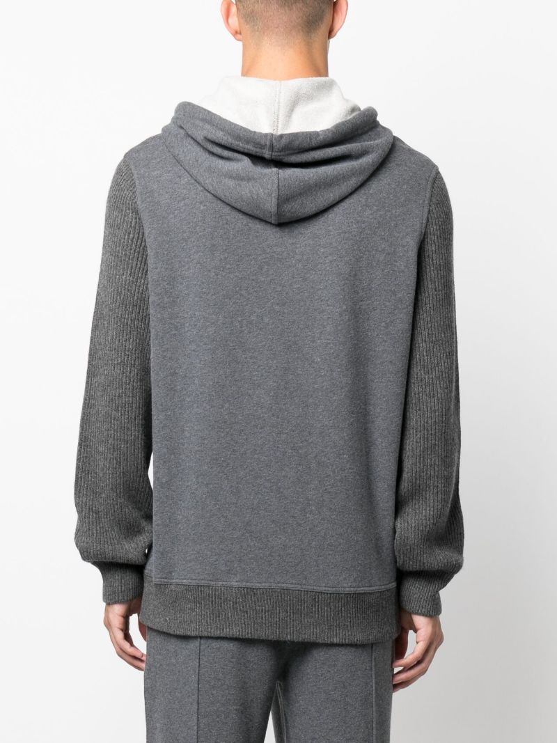 Grey Ribbed Wool-cashmere Blend Hoodie
