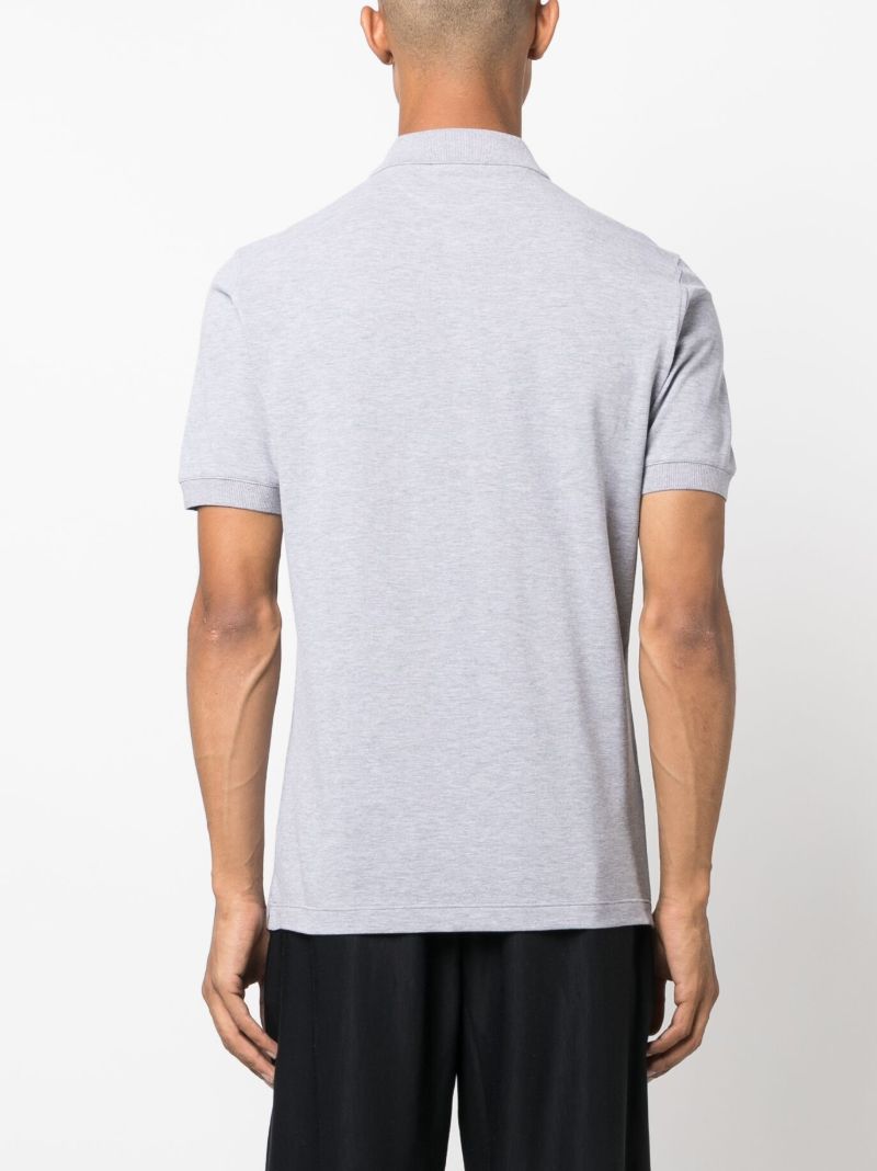 Grey Logo Print Polo Shirt