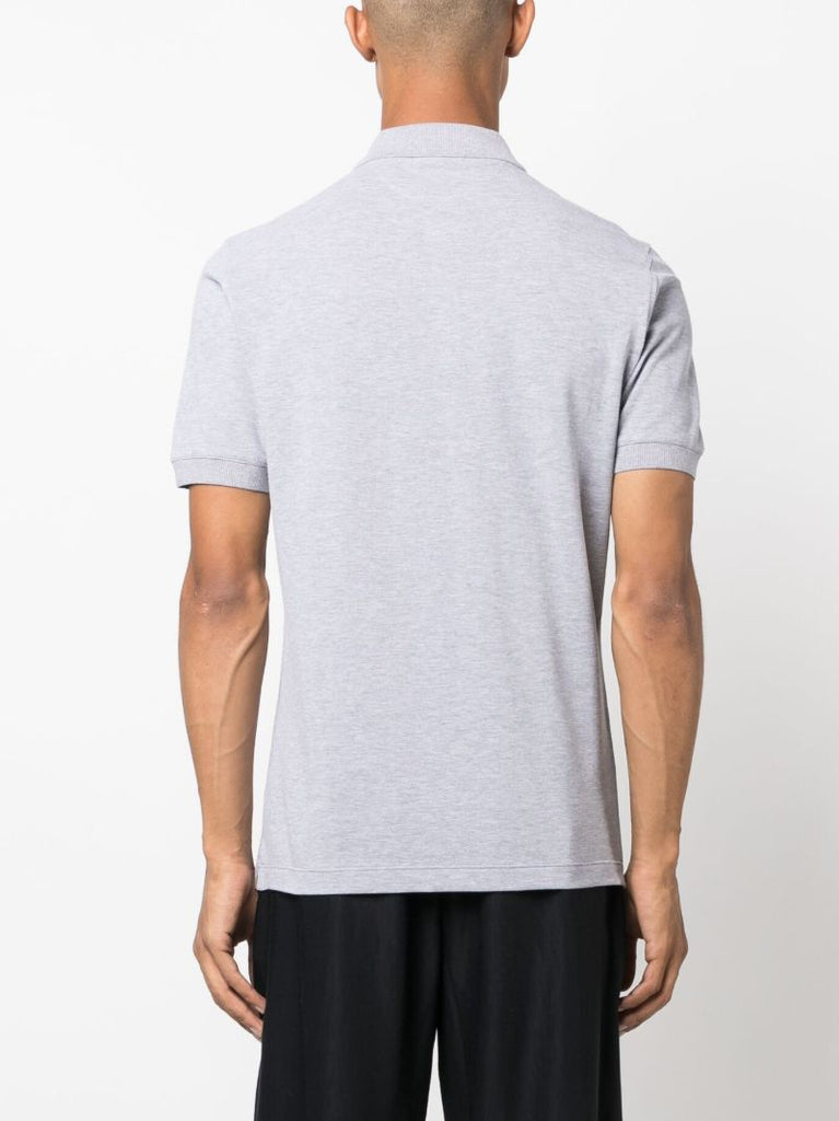 Grey Logo Print Polo Shirt