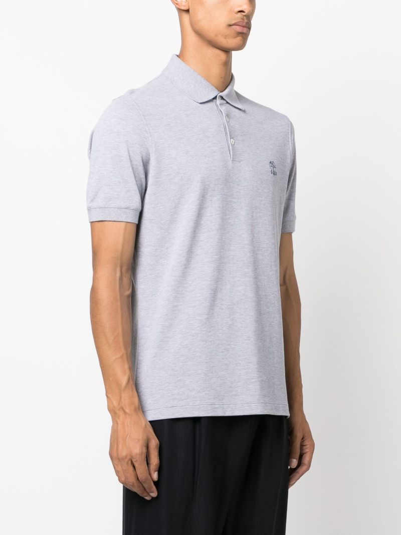 Grey Logo Print Polo Shirt