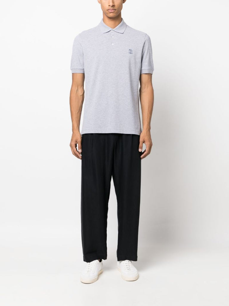 Grey Logo Print Polo Shirt