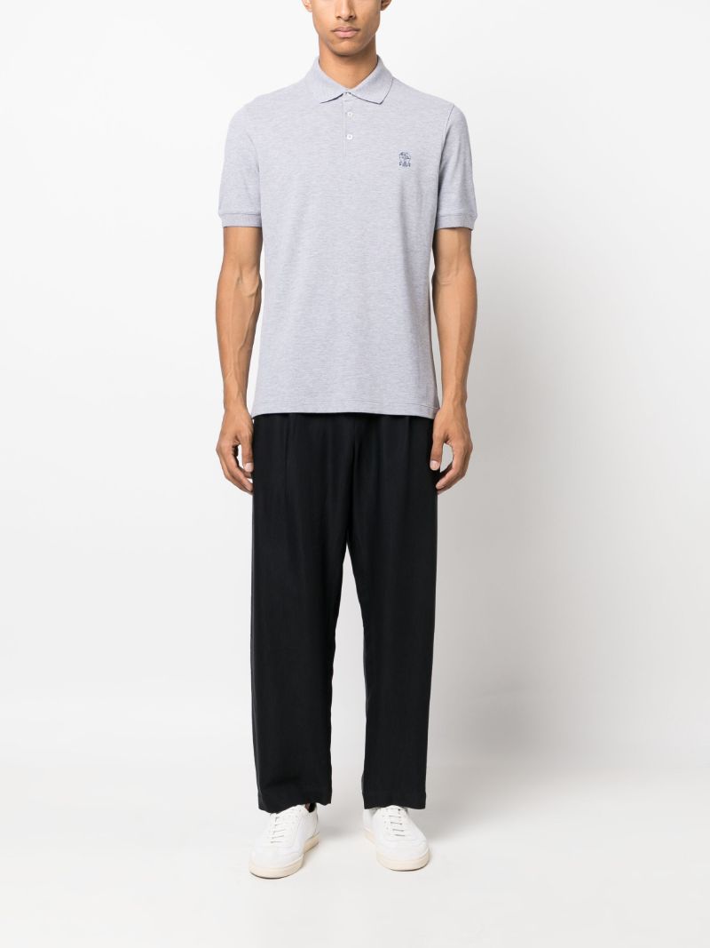 Grey Logo Print Polo Shirt