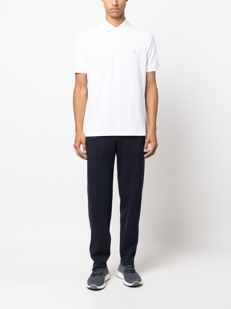 White Logo-print Cotton Polo Shirt