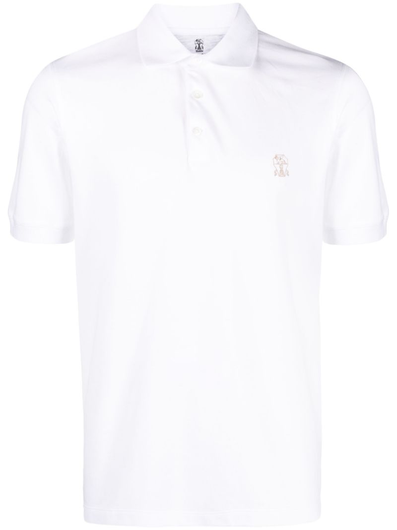 White Logo-print Cotton Polo Shirt