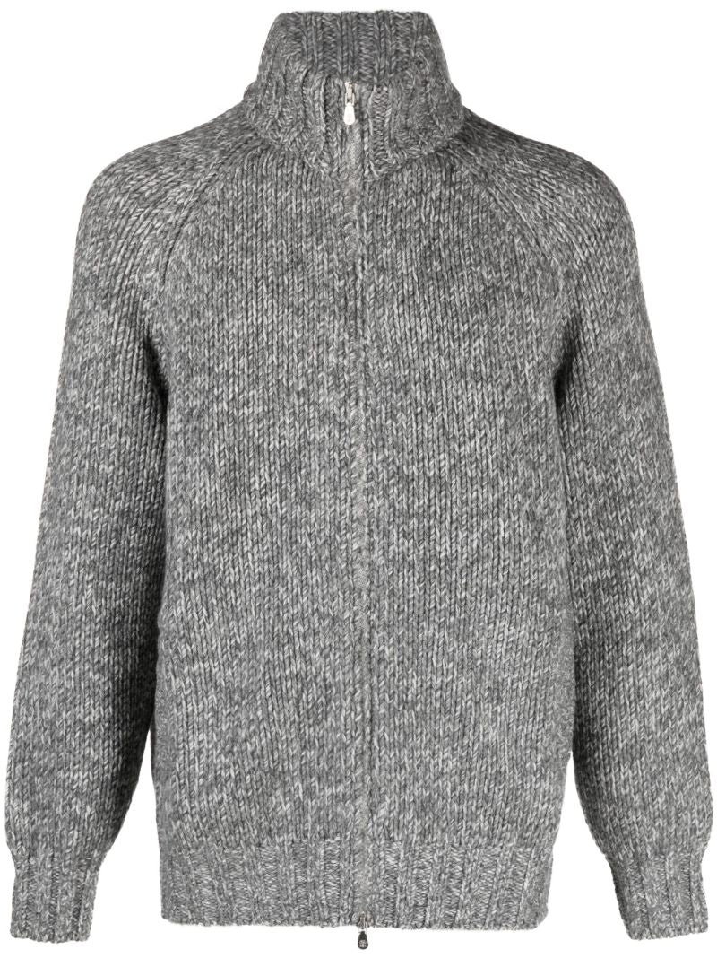Grey Zip-up MÃ_x0083_Â©lange Cardigan