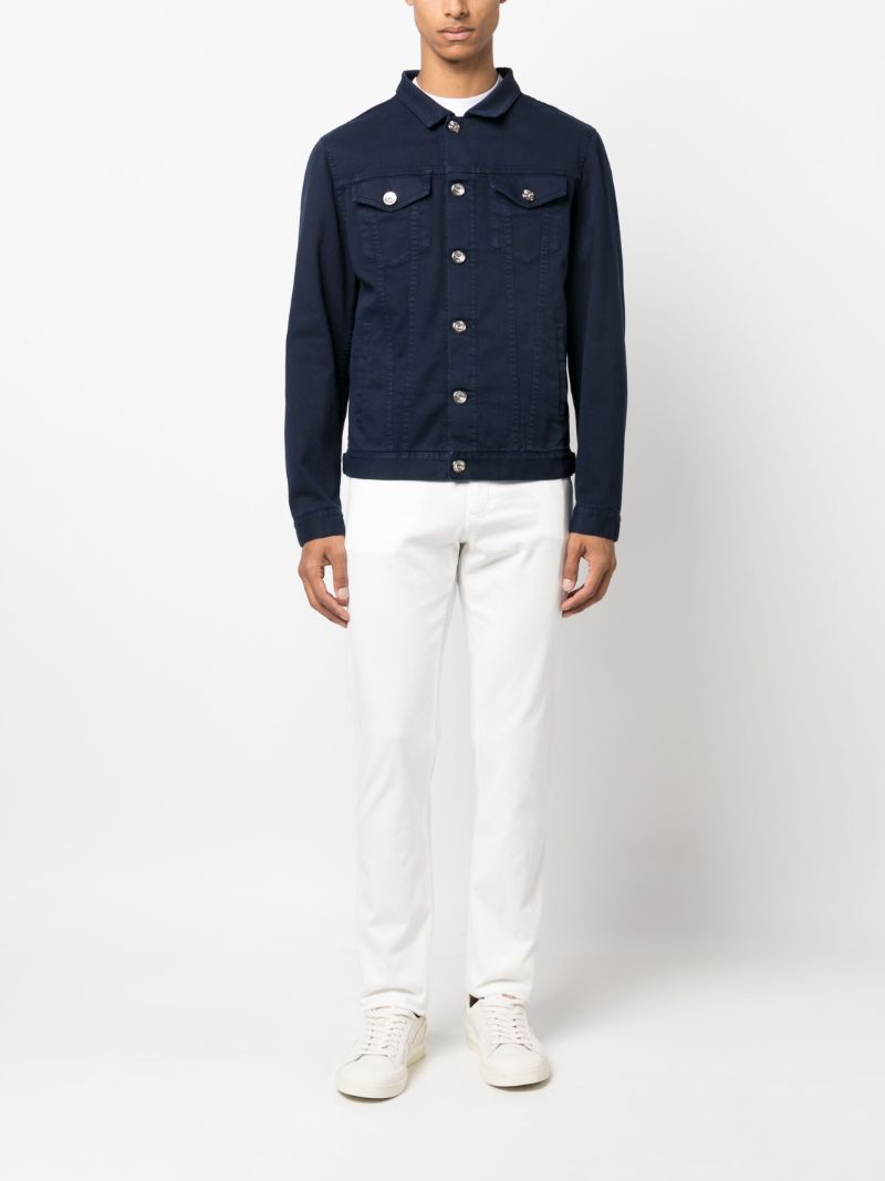 Blue Cotton Buttoned Up Jacket