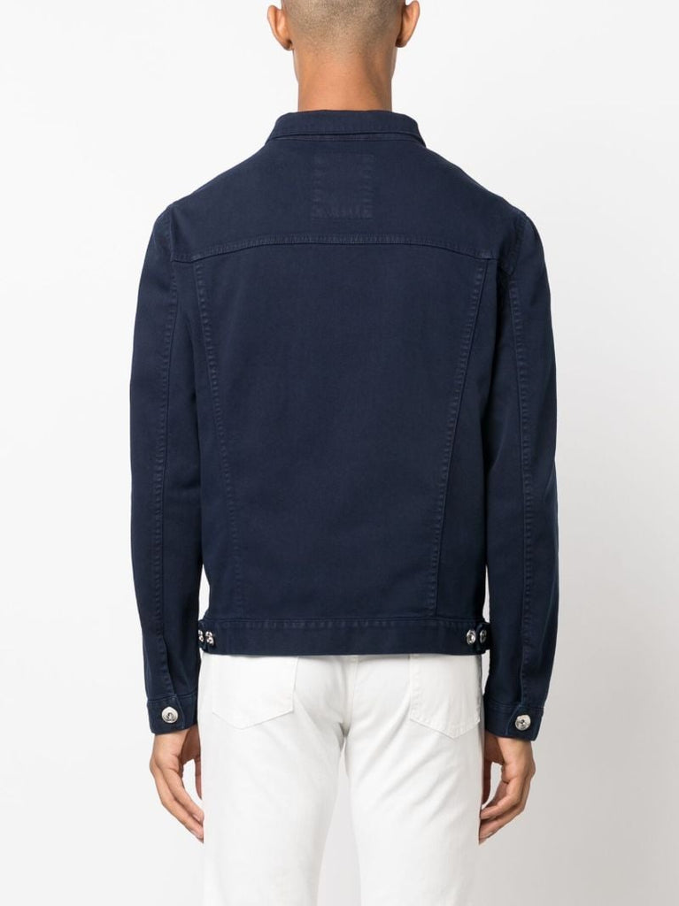 Blue Cotton Buttoned Up Jacket