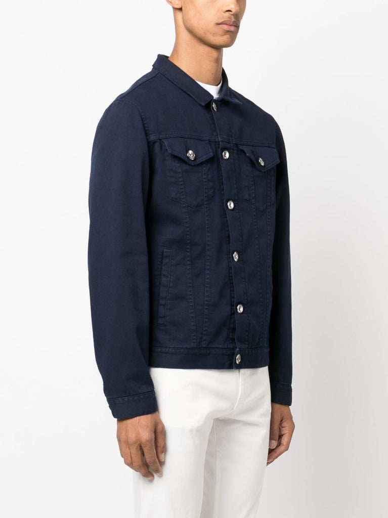 Blue Cotton Buttoned Up Jacket