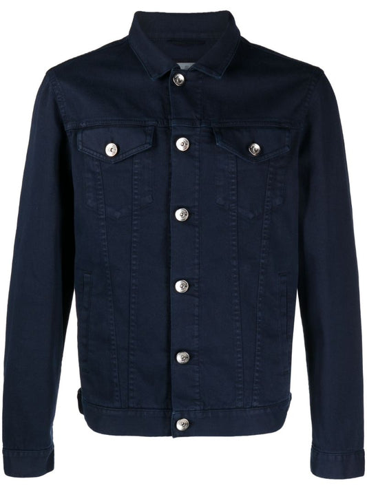 Blue Cotton Buttoned Up Jacket