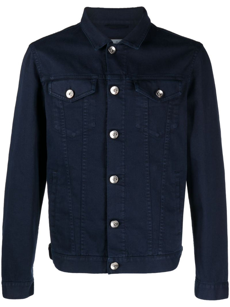Blue Cotton Buttoned Up Jacket