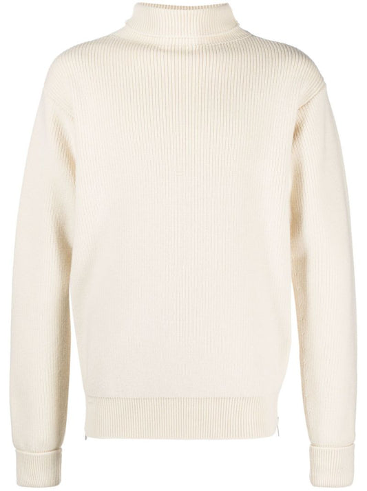 Neutral Roll-neck Wool Sweater