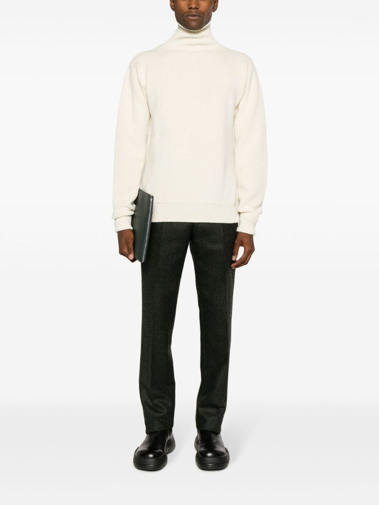 Neutral Roll-neck Wool Sweater