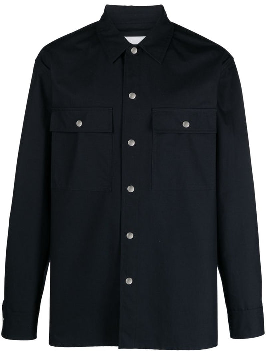 Blue Cotton Shirt Jacket