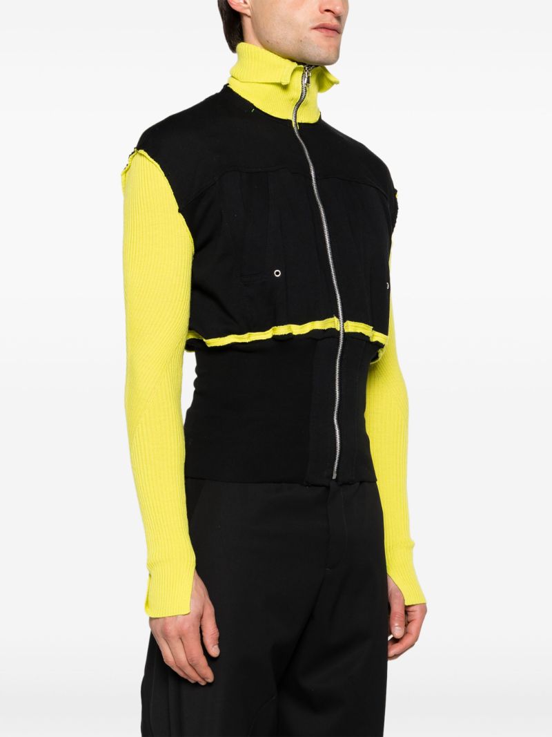 Black Panelled Zip-up Cardigan