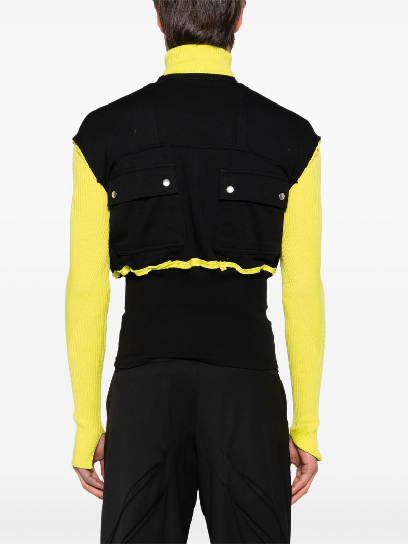 Black Panelled Zip-up Cardigan