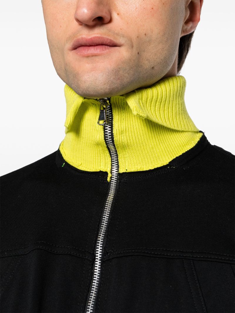 Black Panelled Zip-up Cardigan