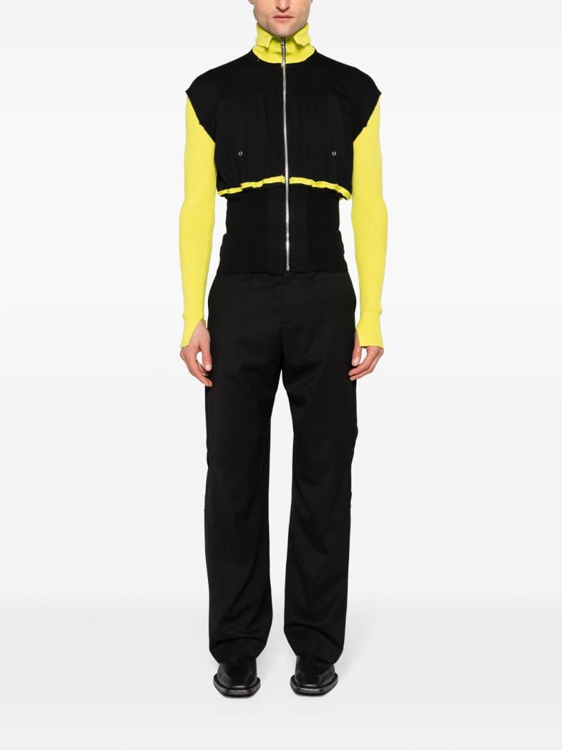 Black Panelled Zip-up Cardigan