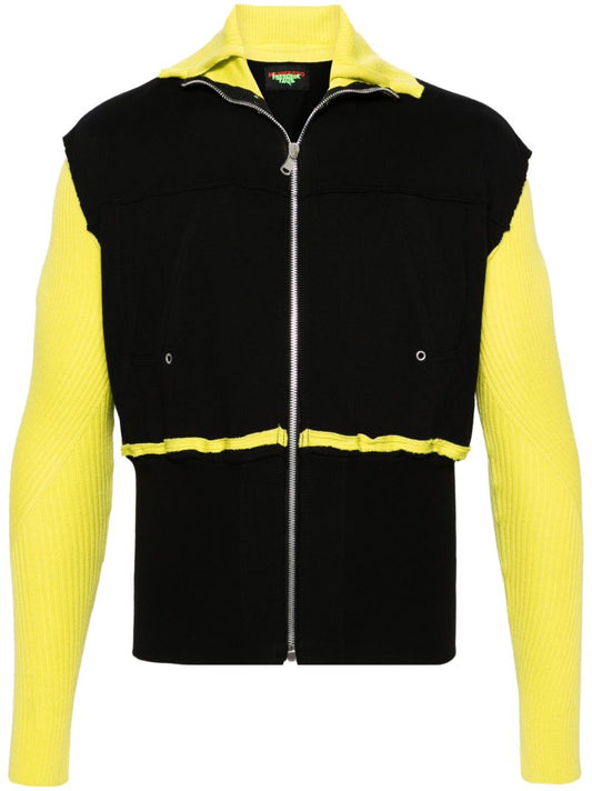 Black Panelled Zip-up Cardigan