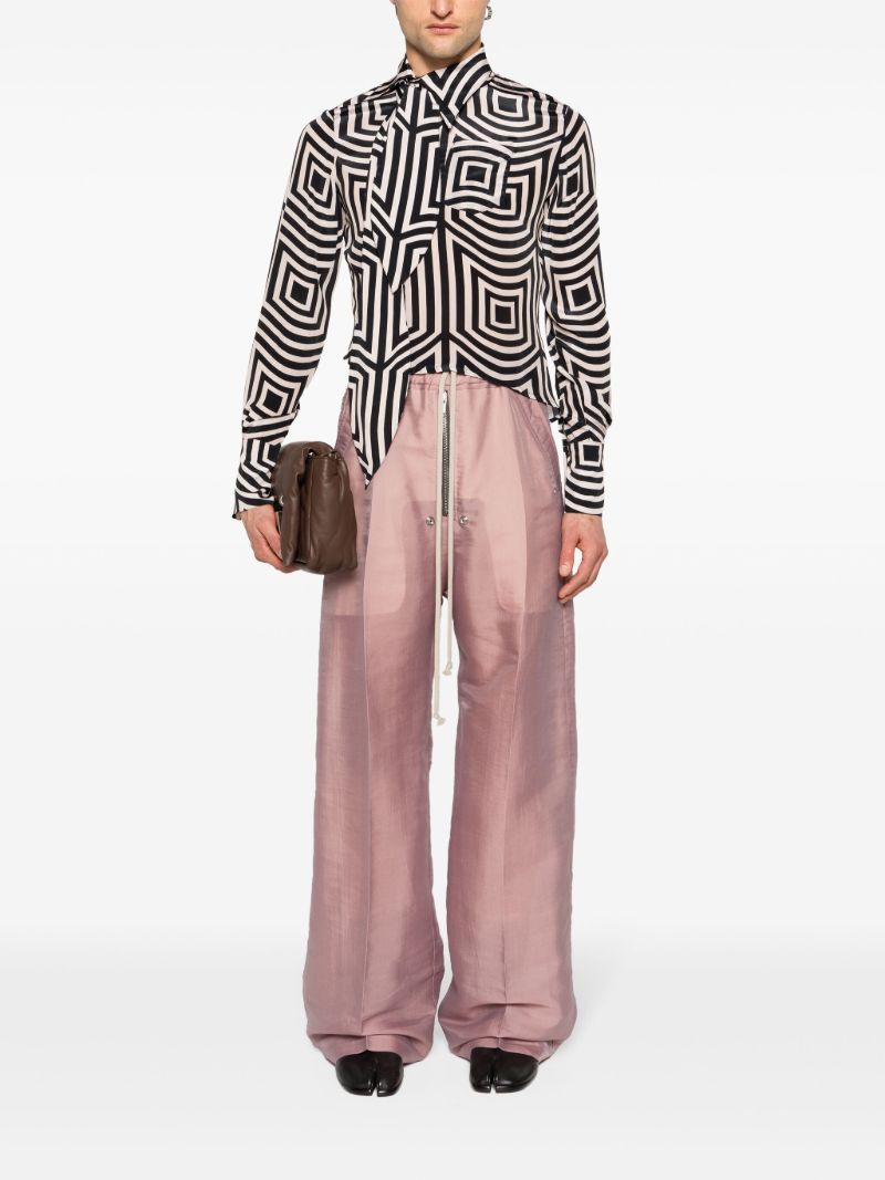 Black Geometric-print Satin Shirt