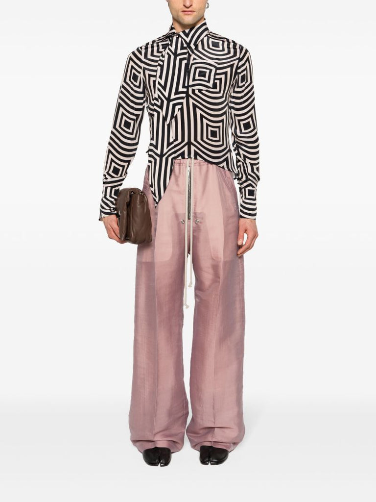 Black Geometric-print Satin Shirt