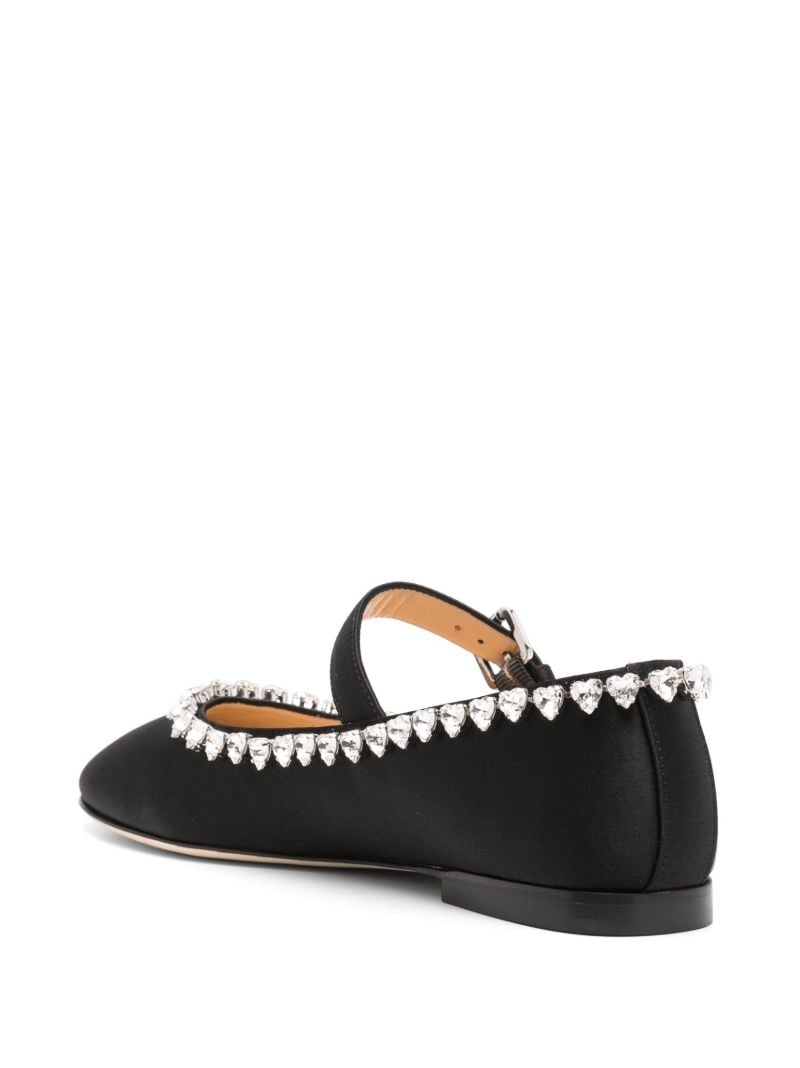 Black Audrey Heart-crystals Ballerina Shoes