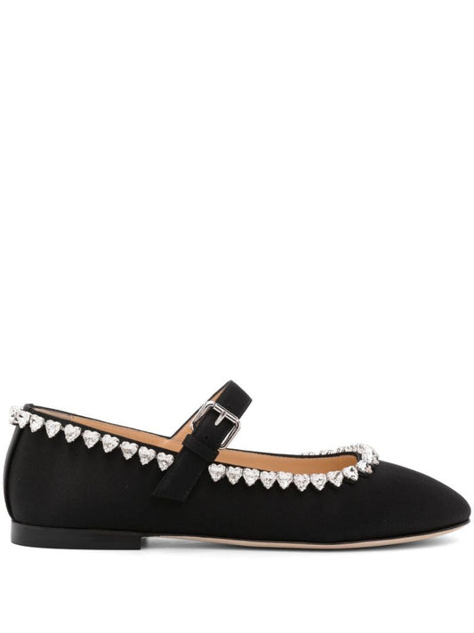 Black Audrey Heart-crystals Ballerina Shoes