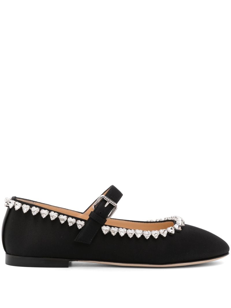 Black Audrey Heart-crystals Ballerina Shoes