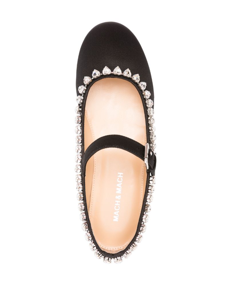 Black Audrey Heart-crystals Ballerina Shoes