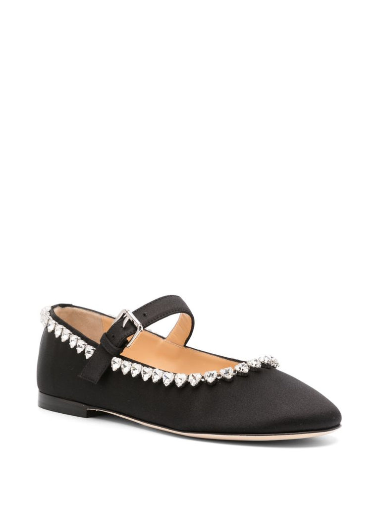 Black Audrey Heart-crystals Ballerina Shoes