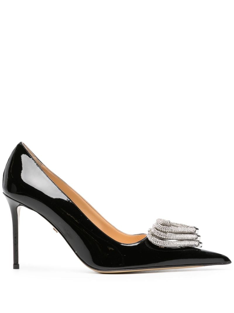 Black Triple Heart 95 Leather Pumps