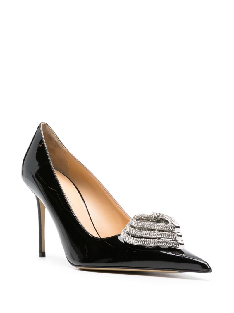 Black Triple Heart 95 Leather Pumps