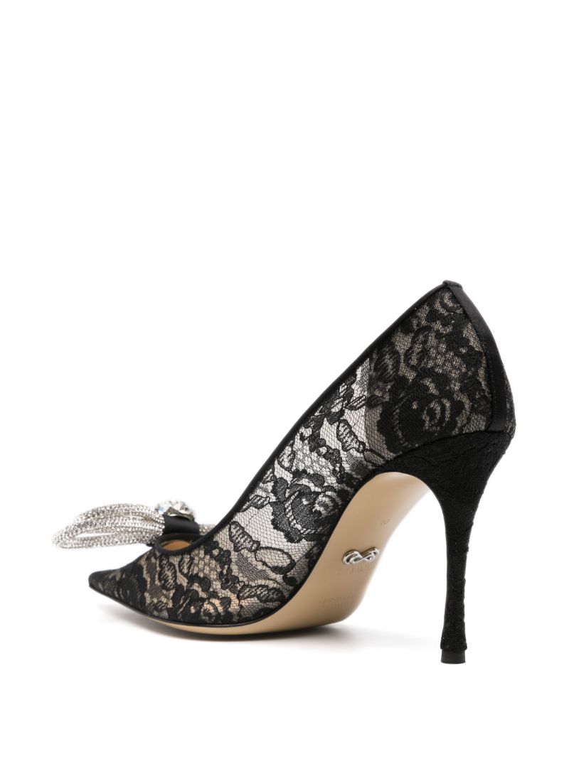 Black Double Bow Lace Pumps