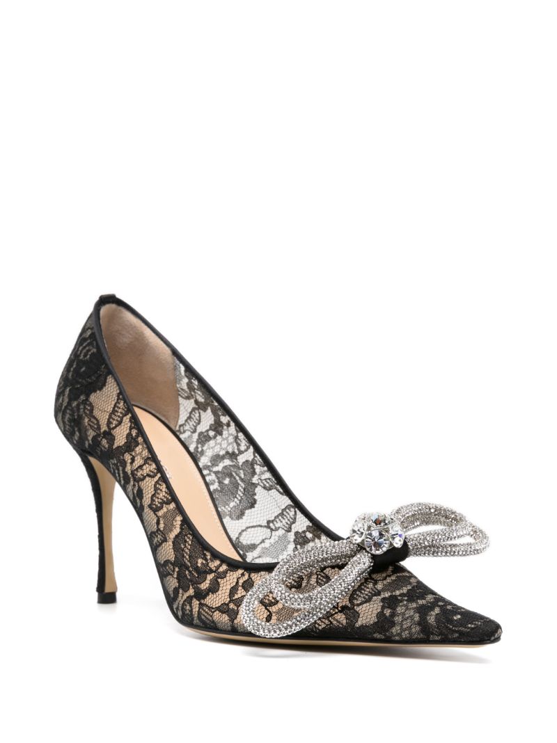 Black Double Bow Lace Pumps
