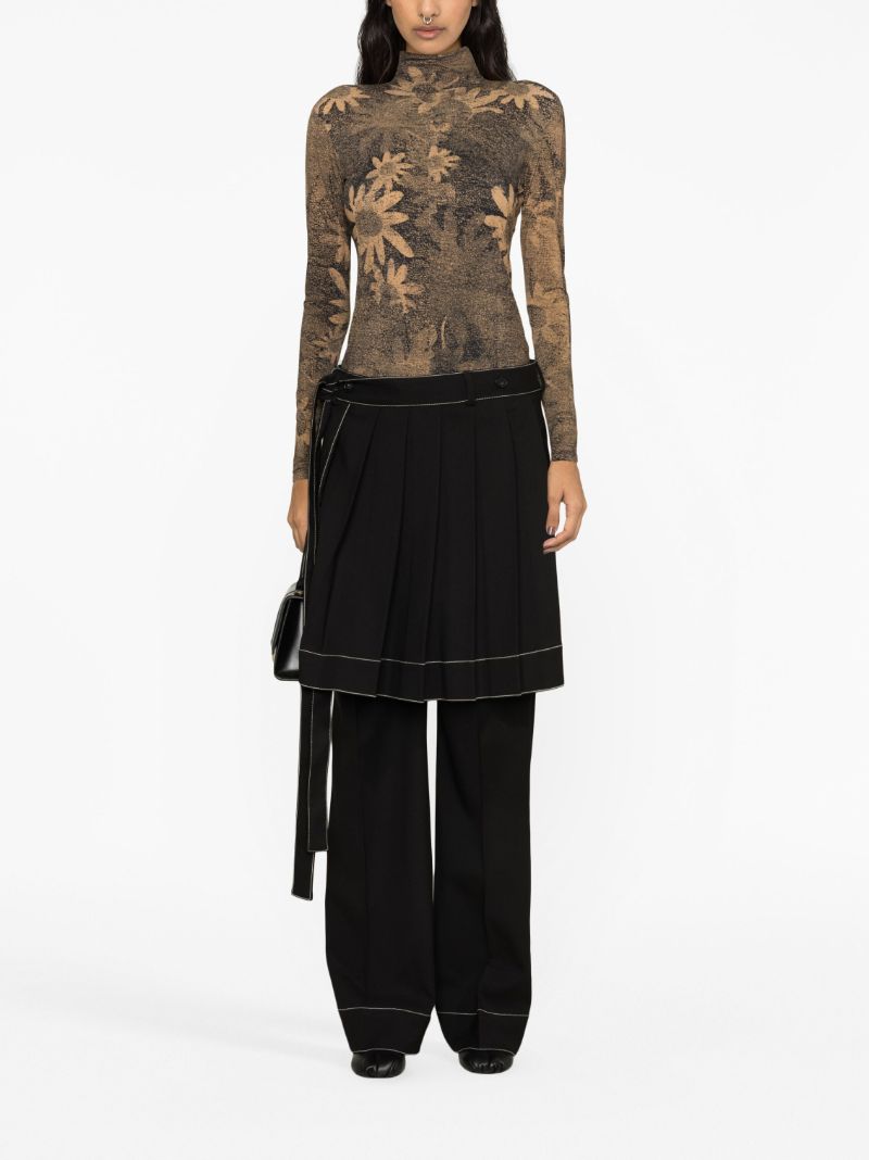 Brown Floral-print Top