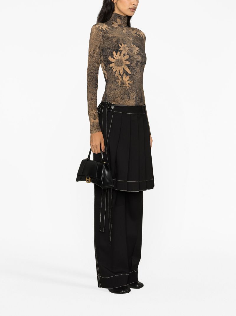 Brown Floral-print Top