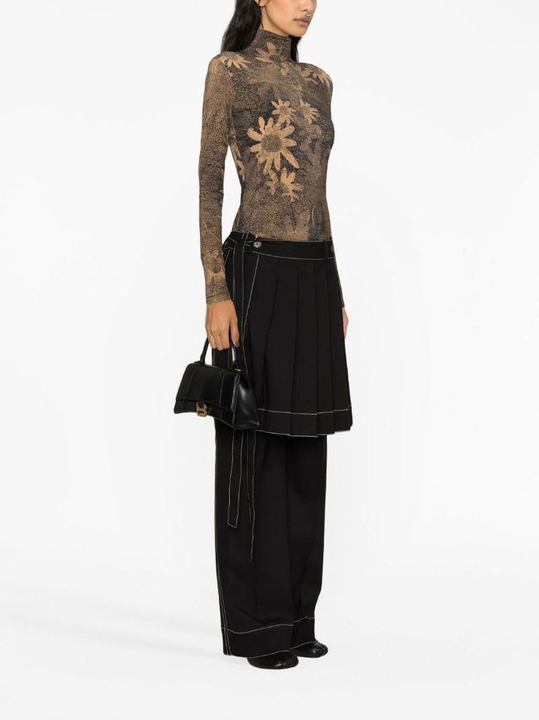 Brown Floral-print Top