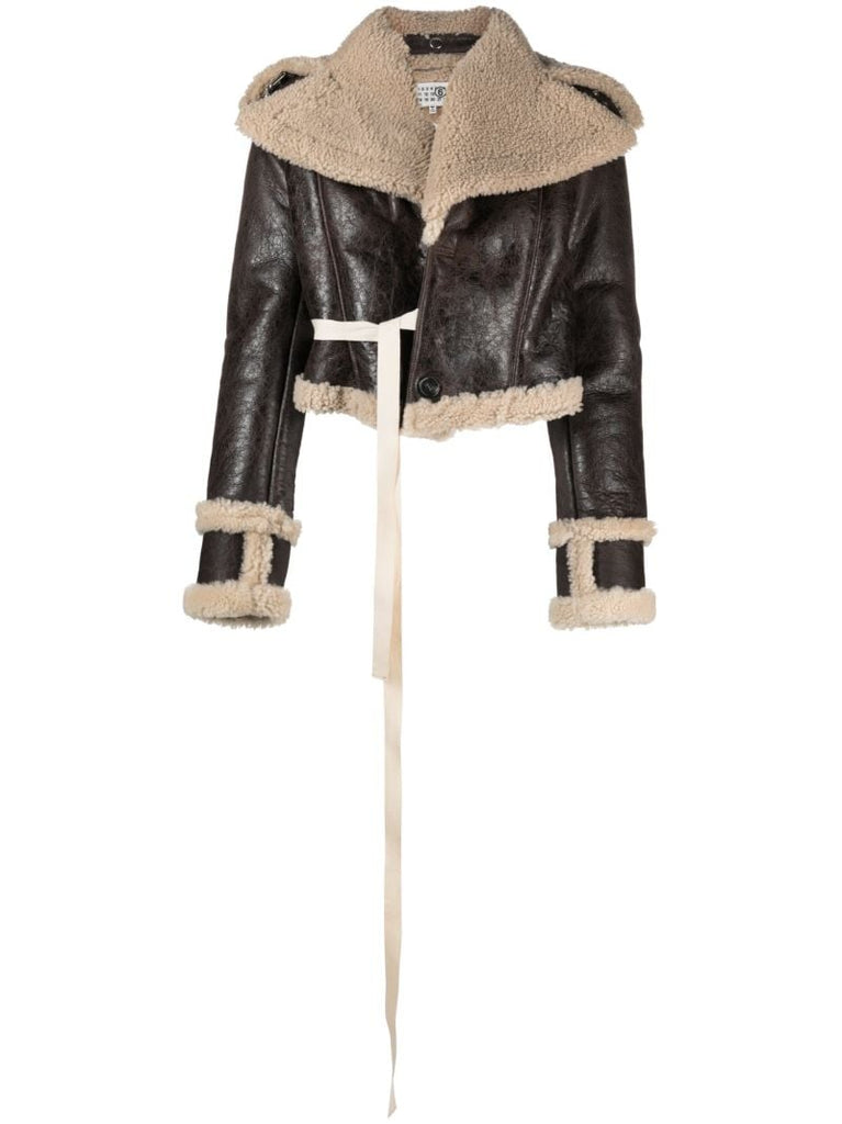 Brown Shearling Biker Jacket
