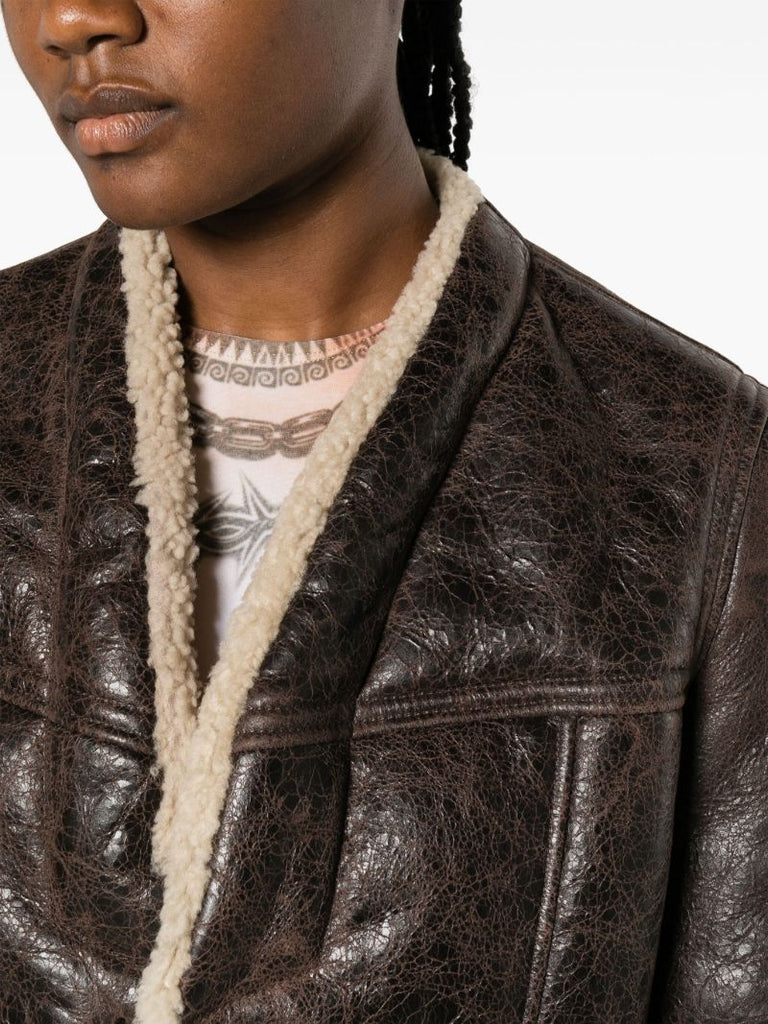 Brown Shearling Biker Jacket