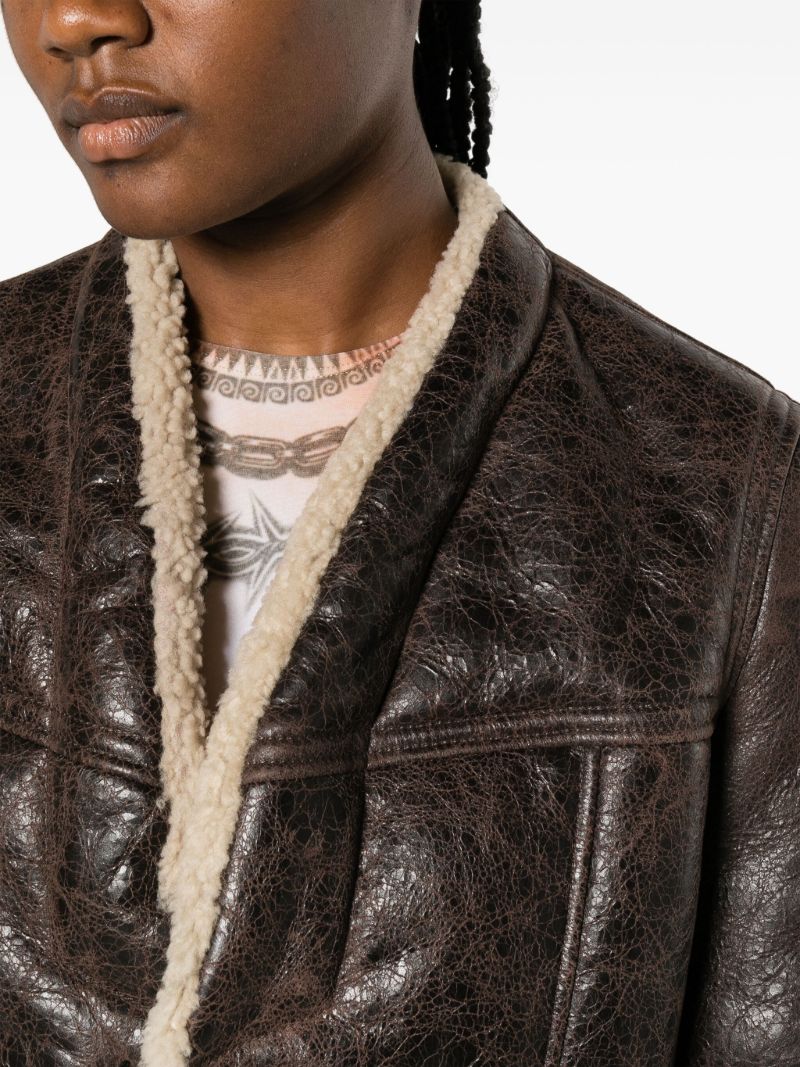 Brown Shearling Biker Jacket