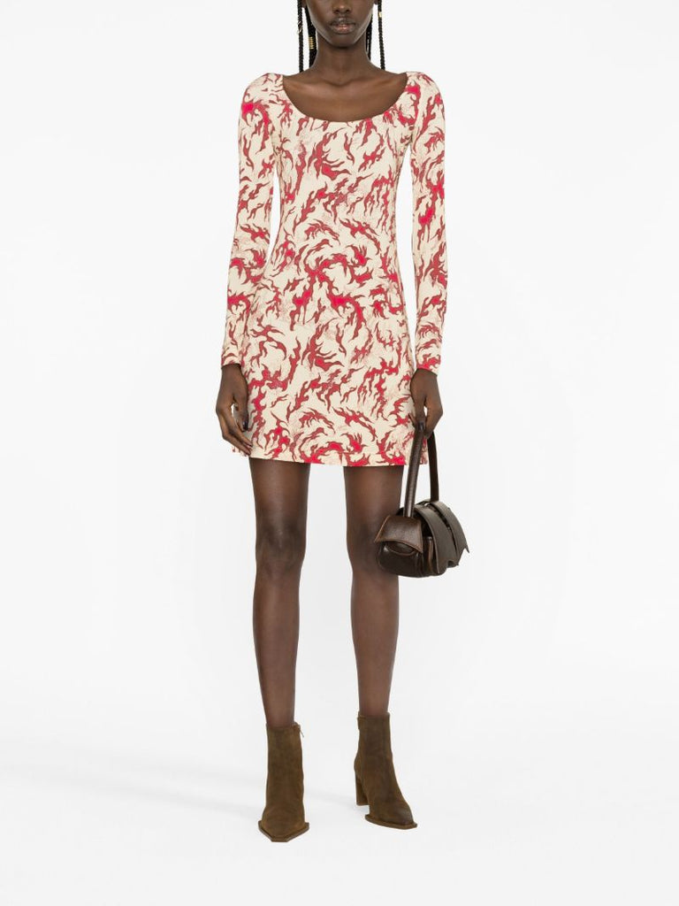 Red Graphic-print Mini Dress