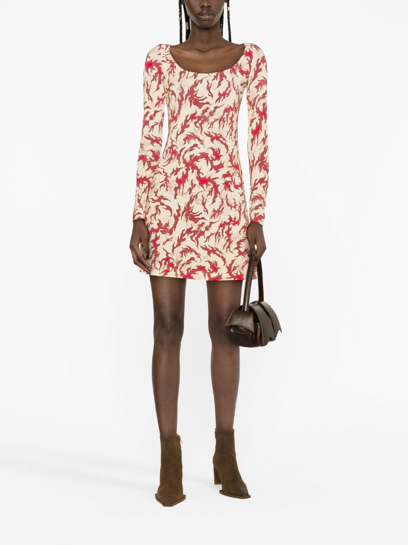 Red Graphic-print Mini Dress